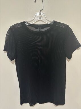 Forever 21 Sheer/ Mesh Black Short Sleeve Tee